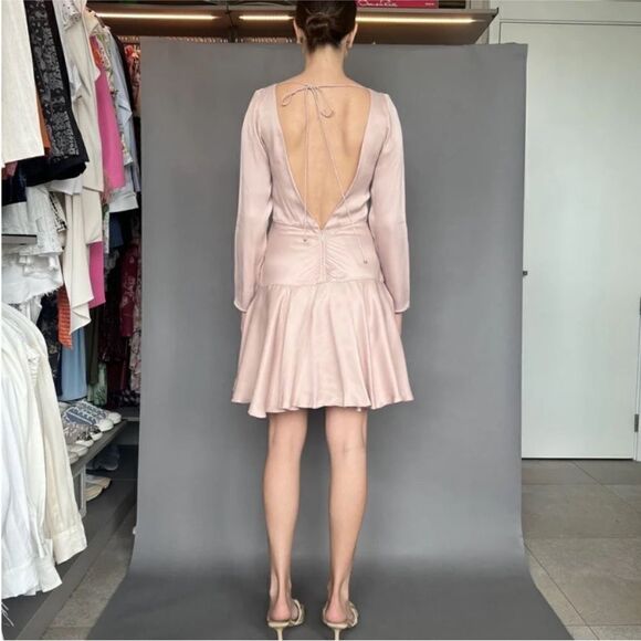 Zimmermann 100% viscose Elegant Pink Long Sleeve ruched Dress, S - Picture 3 of 13